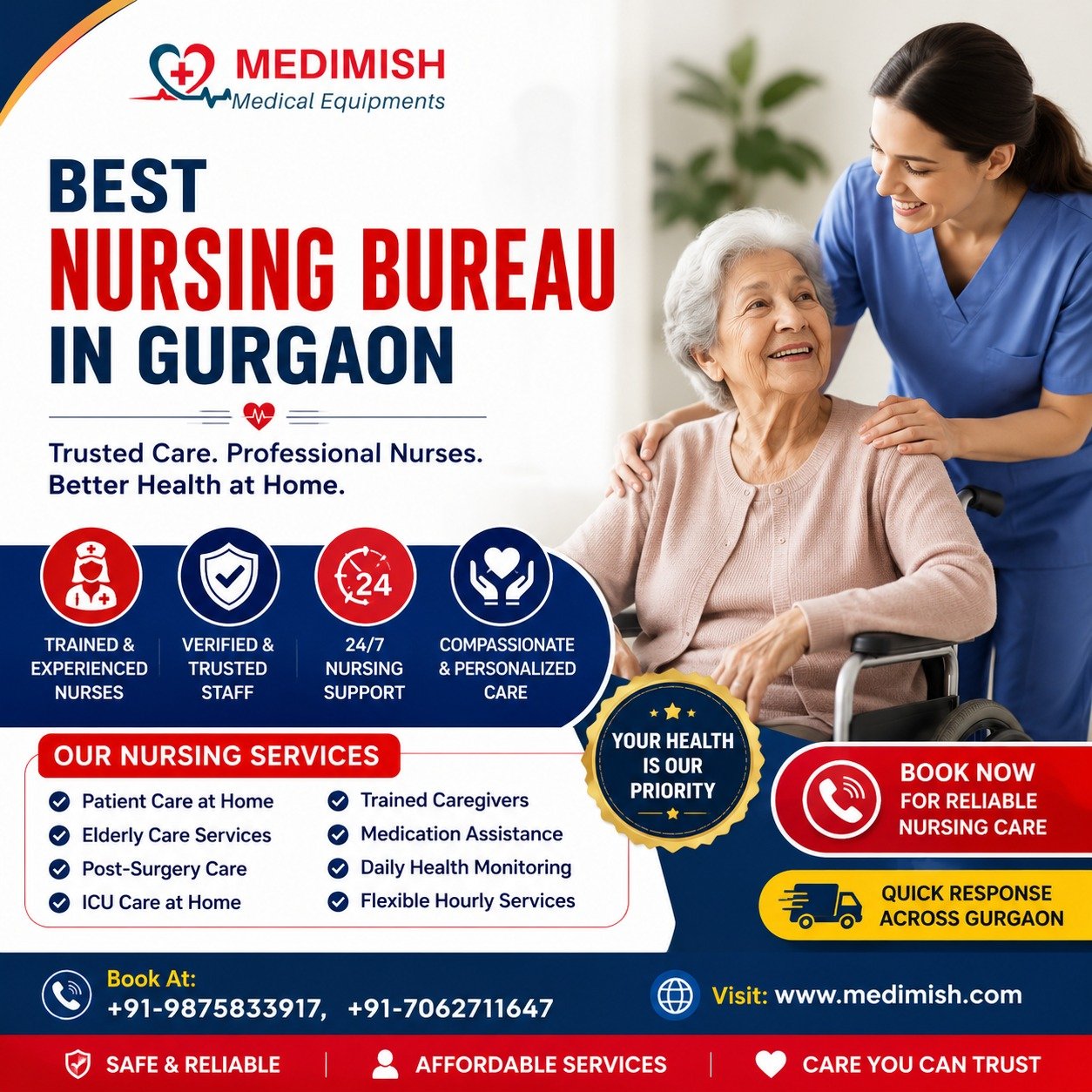 Best Nursing Bureau in Gurgaon | Medimish Home Nursing Services